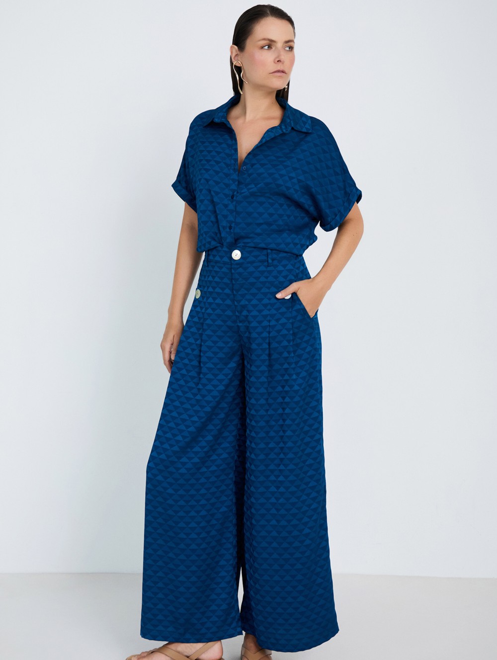 Pantalón jacquard geométrico