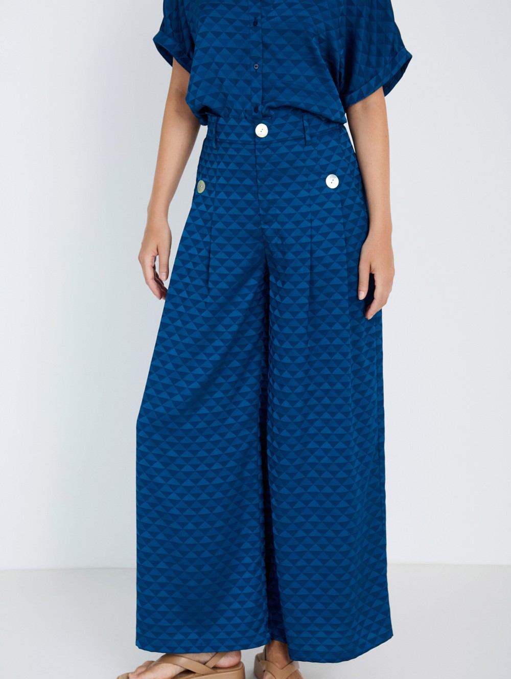 Pantalón jacquard geométrico