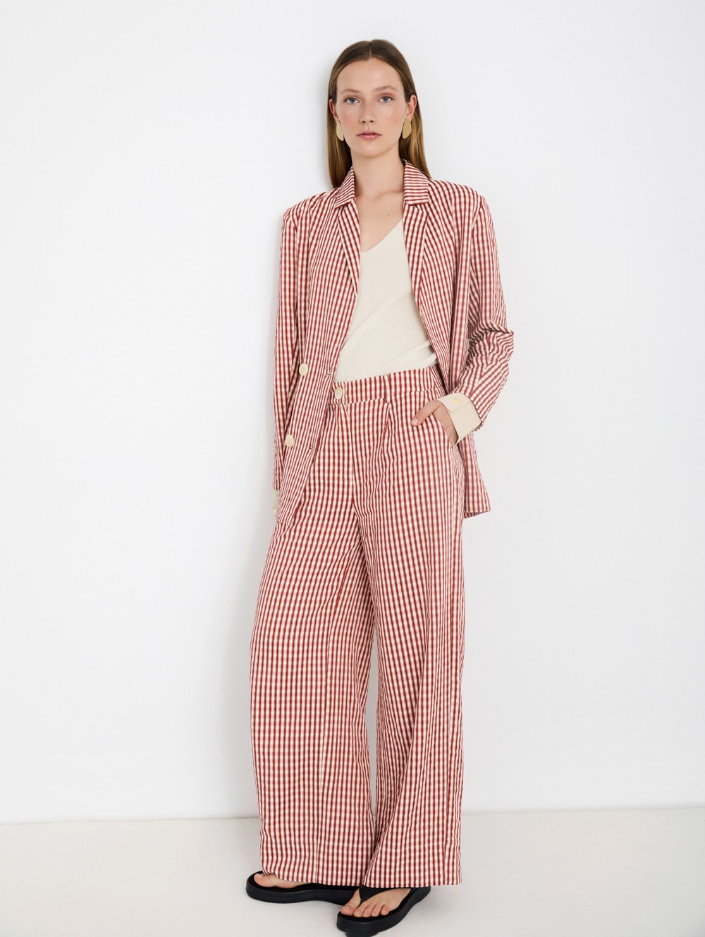Gingham check trousers