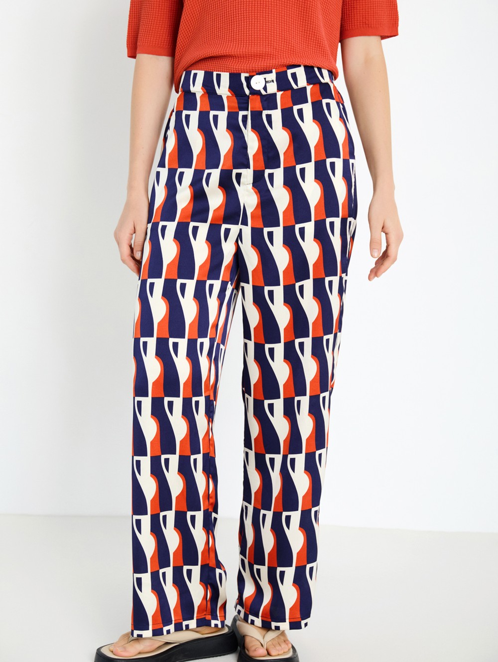 Printed satin trousers