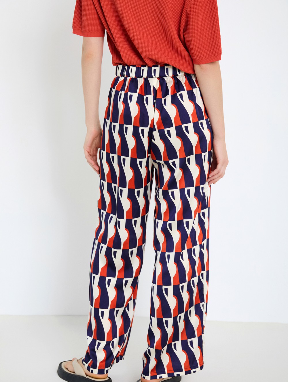 Printed satin trousers