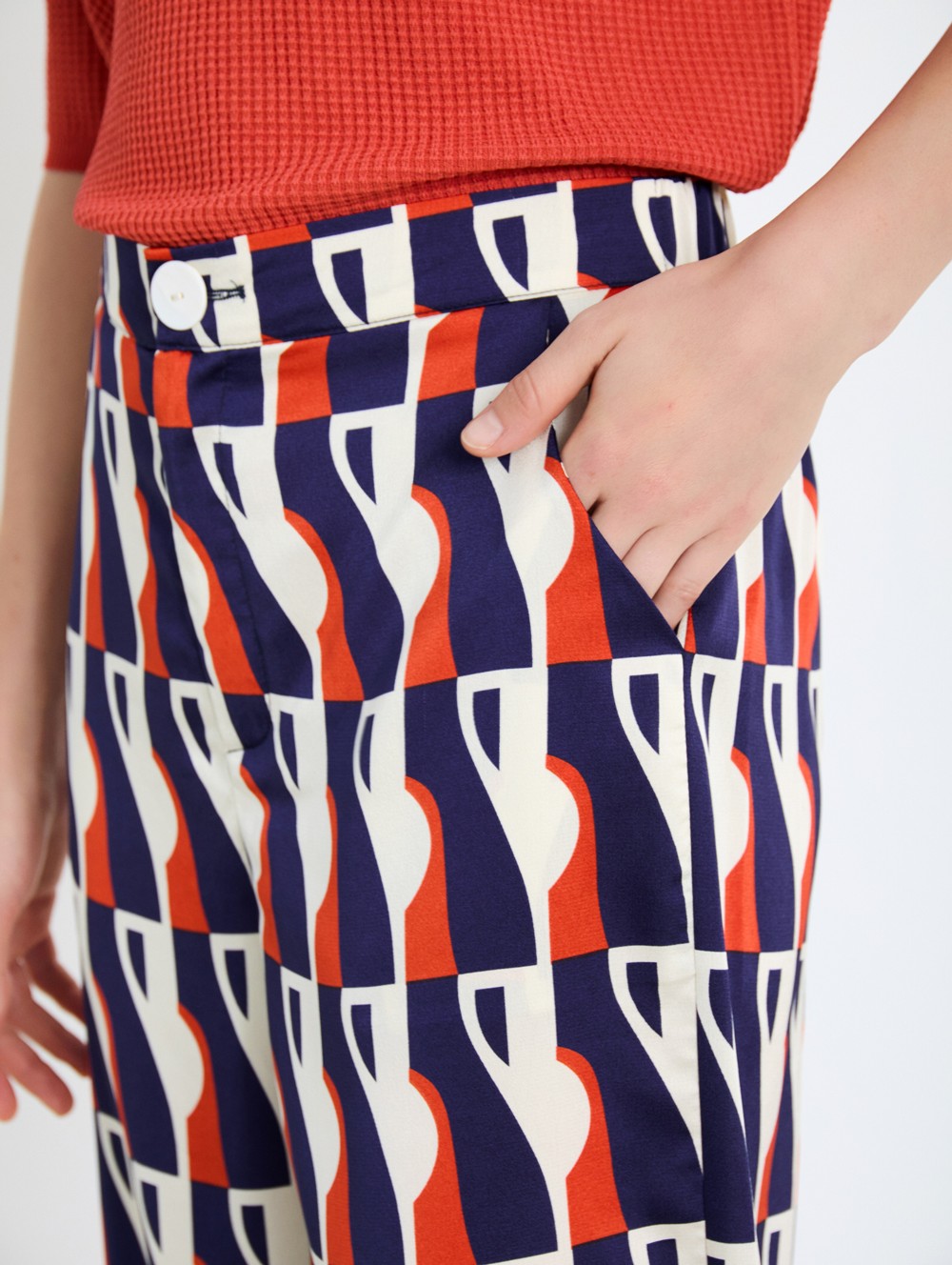 Printed satin trousers