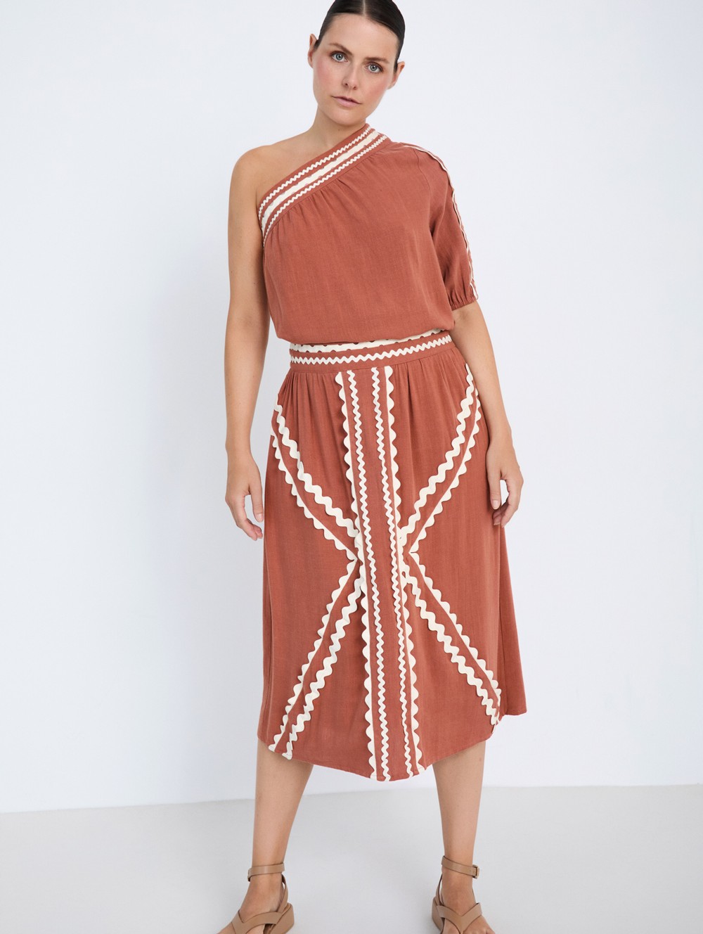 Asymmetric neckline blouse