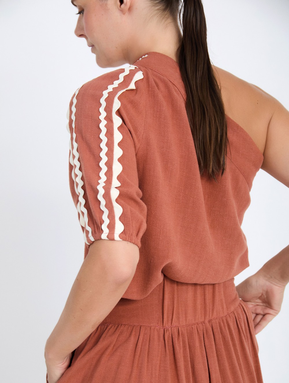 Asymmetric neckline blouse