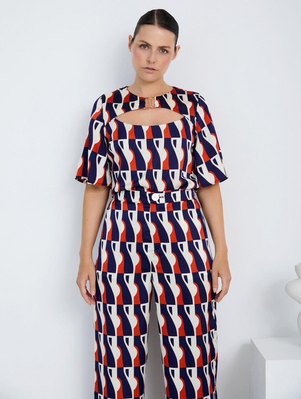 Satin blouse with slit