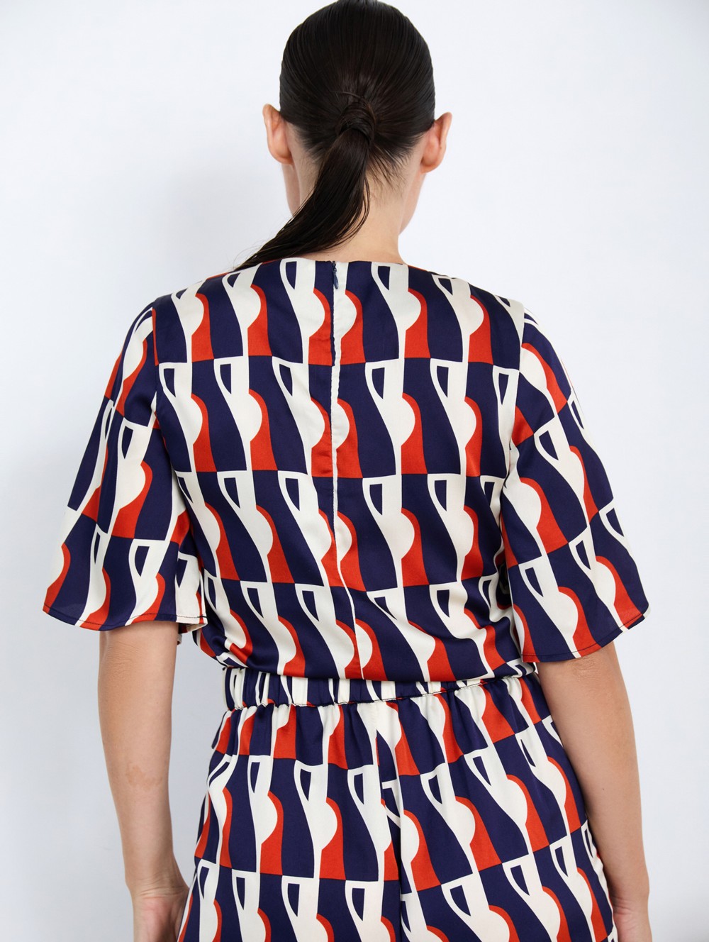 Satin blouse with slit