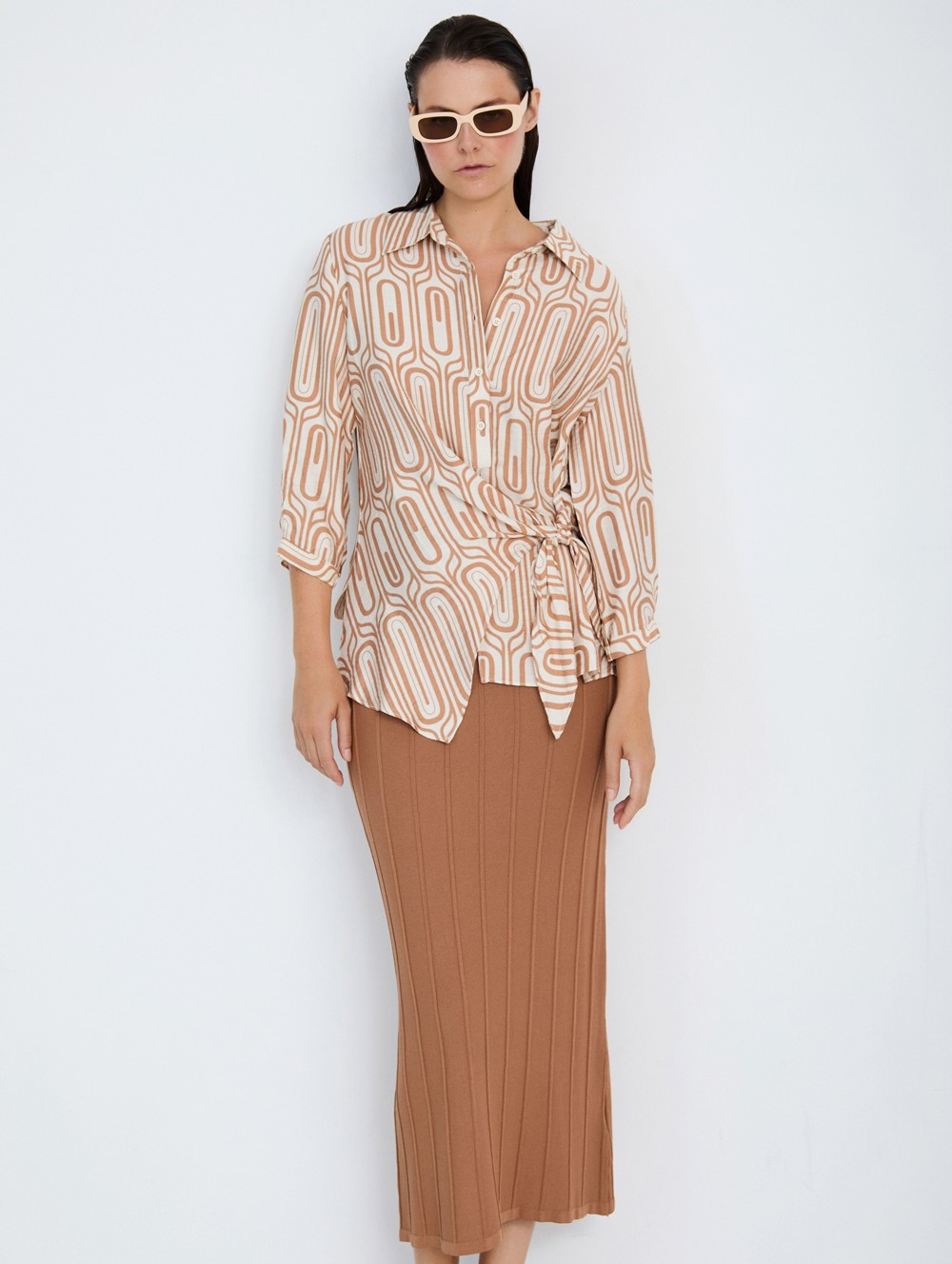 Geometric Shirt with Bow