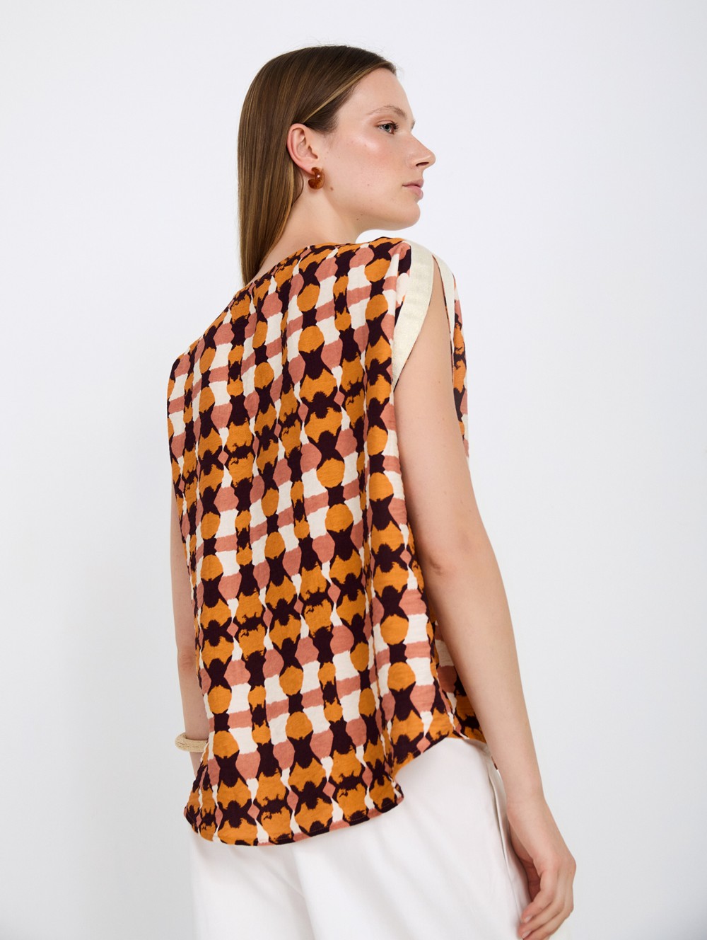 Blouse with Metallic Ribbon