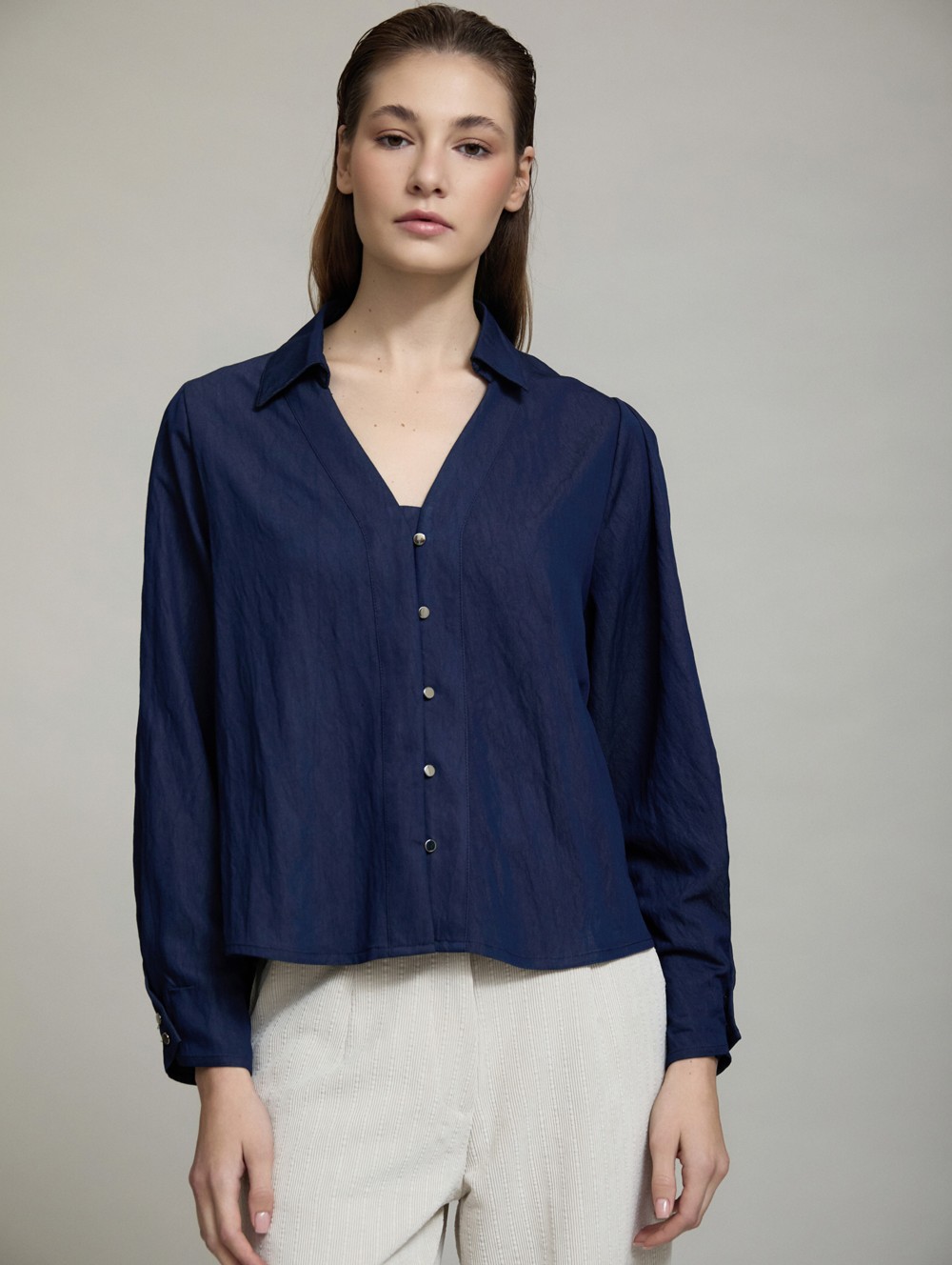 Fluid denim blouse