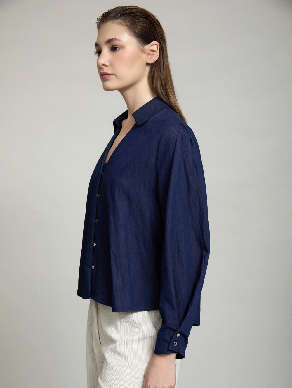 Fluid denim blouse