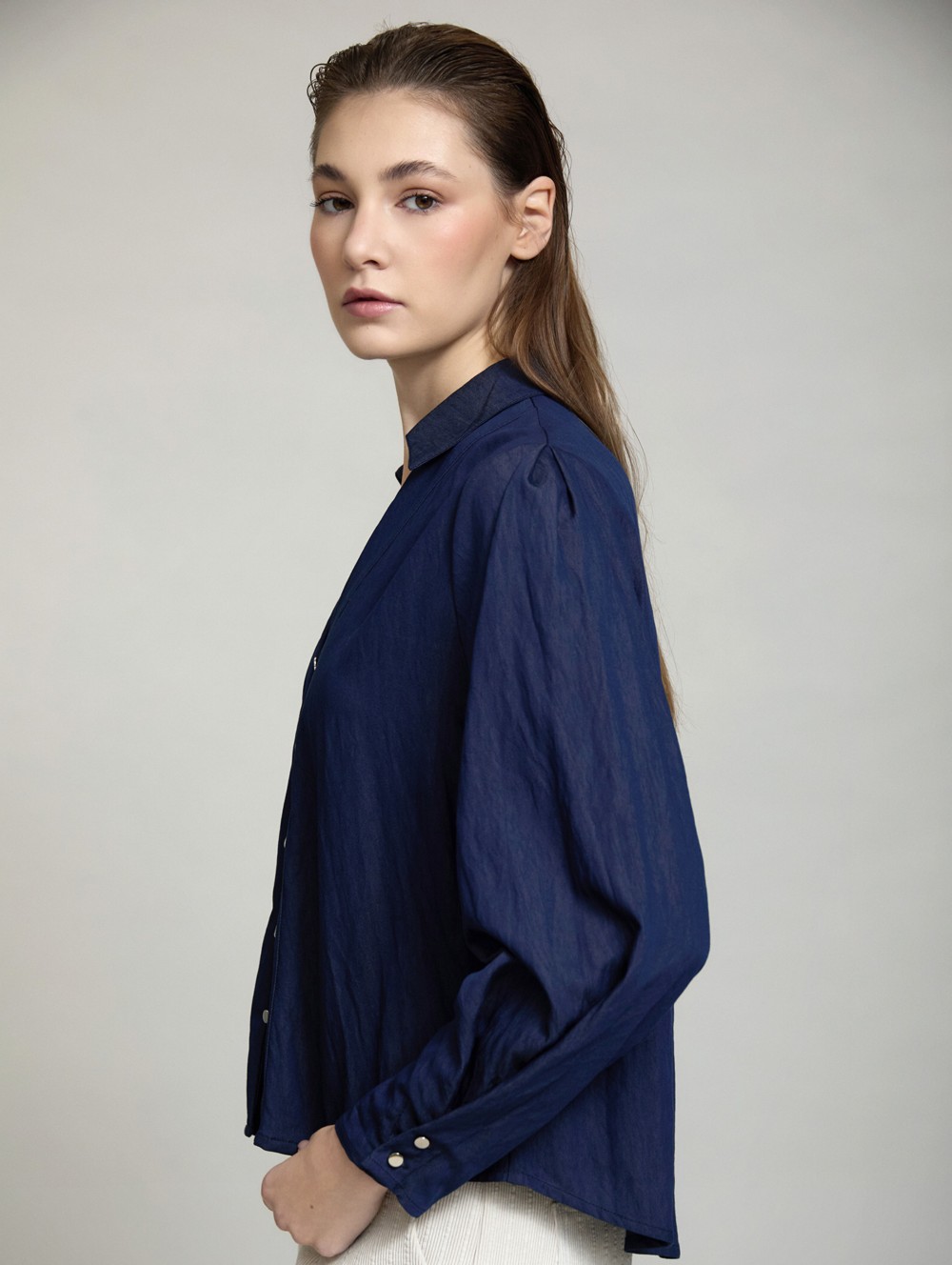 Fluid denim blouse
