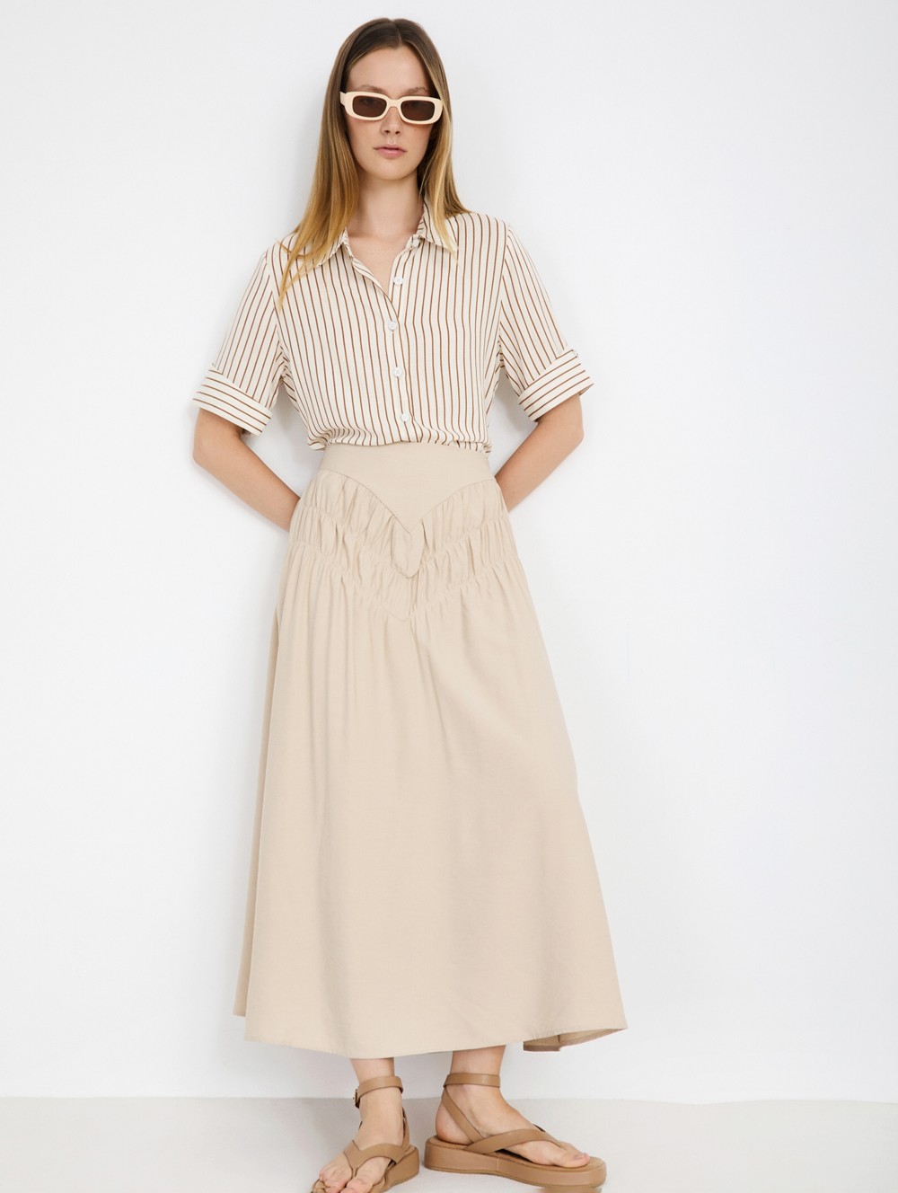 Gathered Midi Skirt