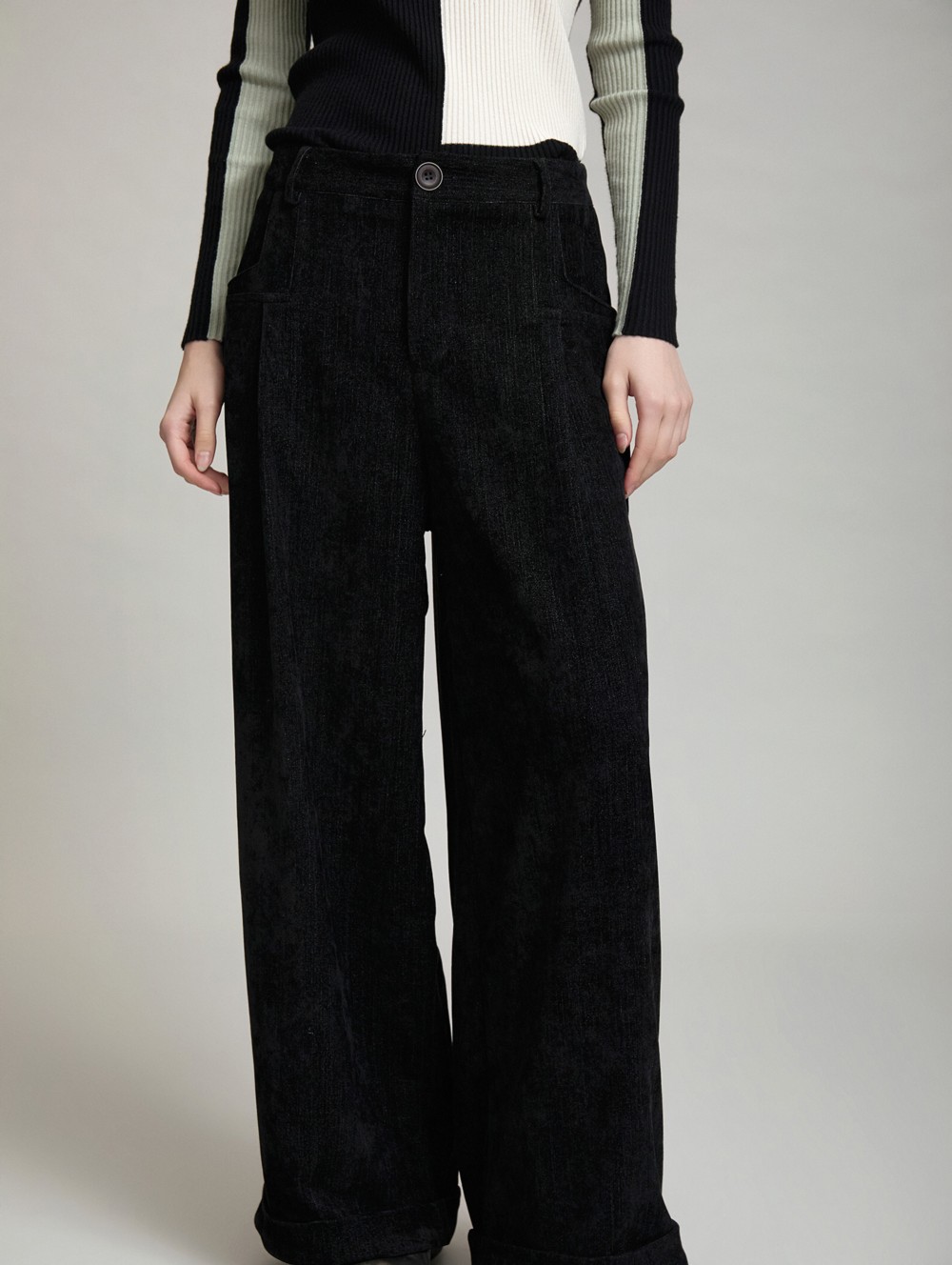 Chenille palazzo trousers