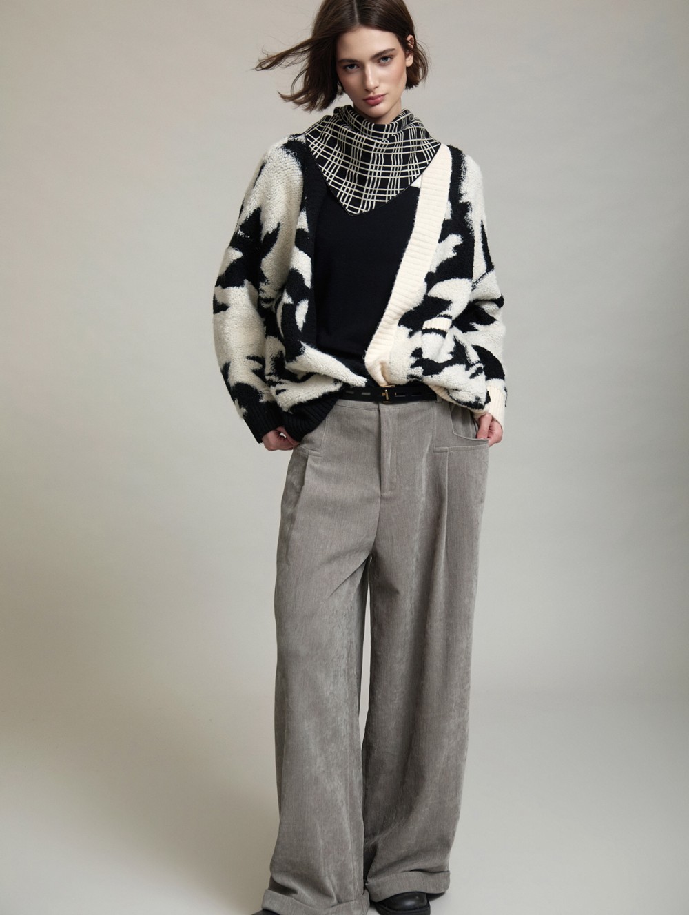Chenille palazzo trousers