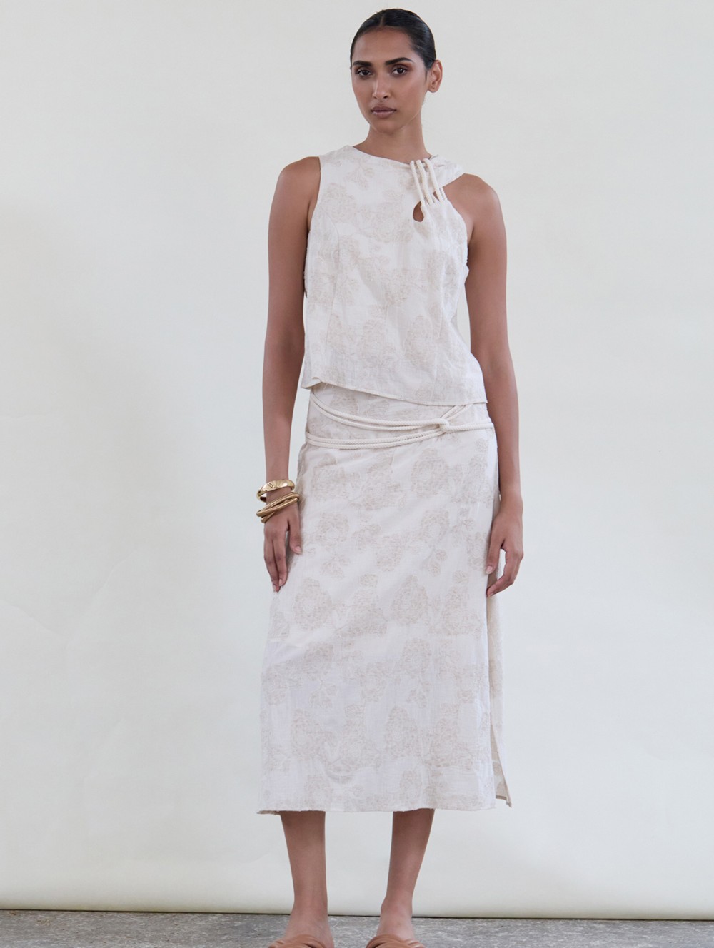 Falda recta tejido jacquard