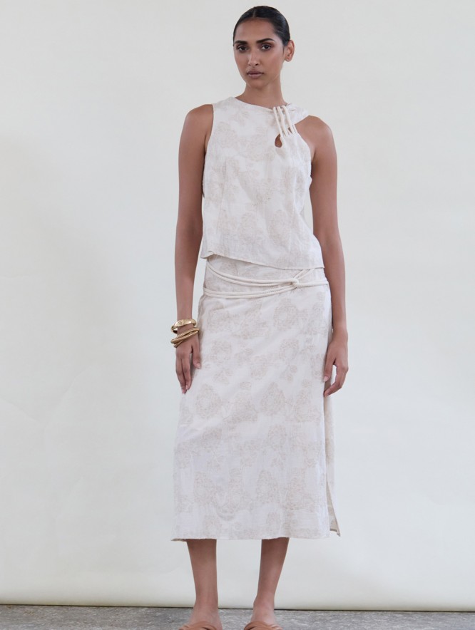 Falda recta tejido jacquard