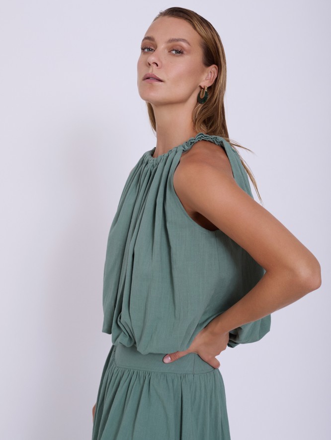 Top de algodón fruncido