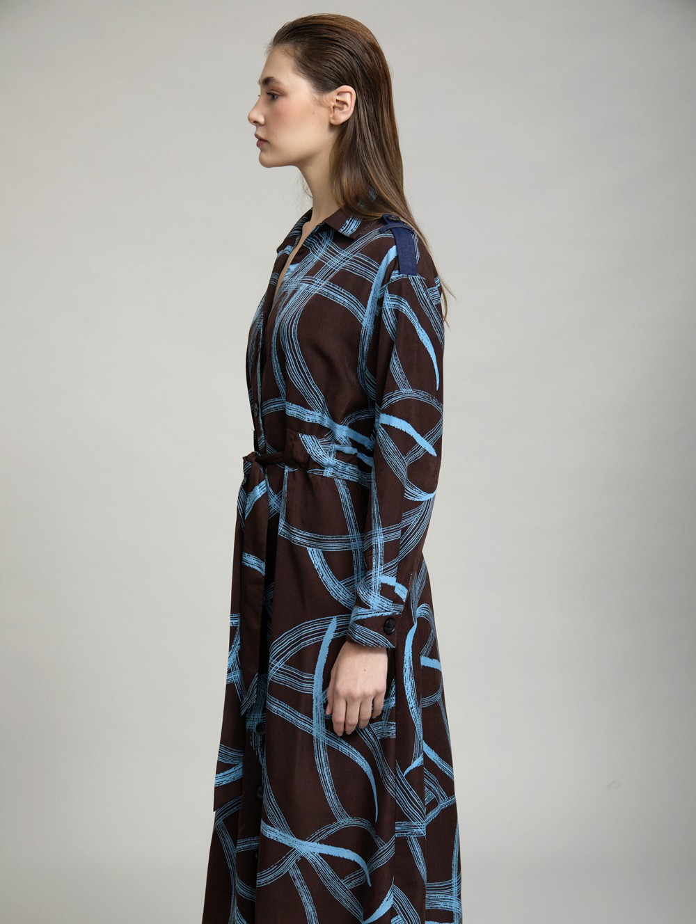 Abstract print shirt dress