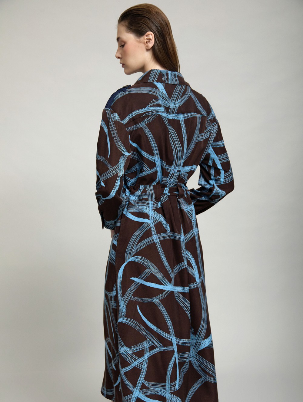 Abstract print shirt dress