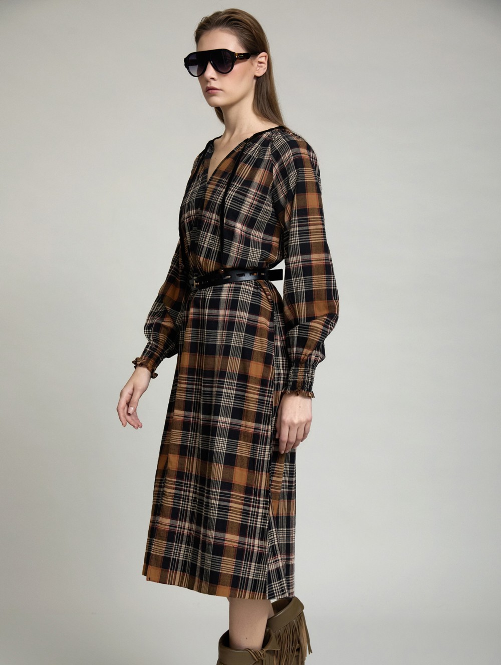 Checked fabric dress
