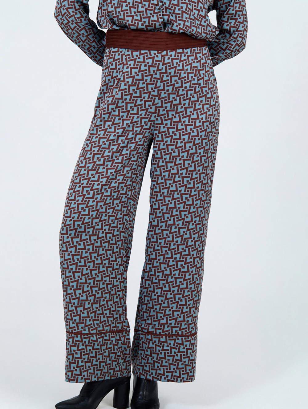 Geometric print trousers