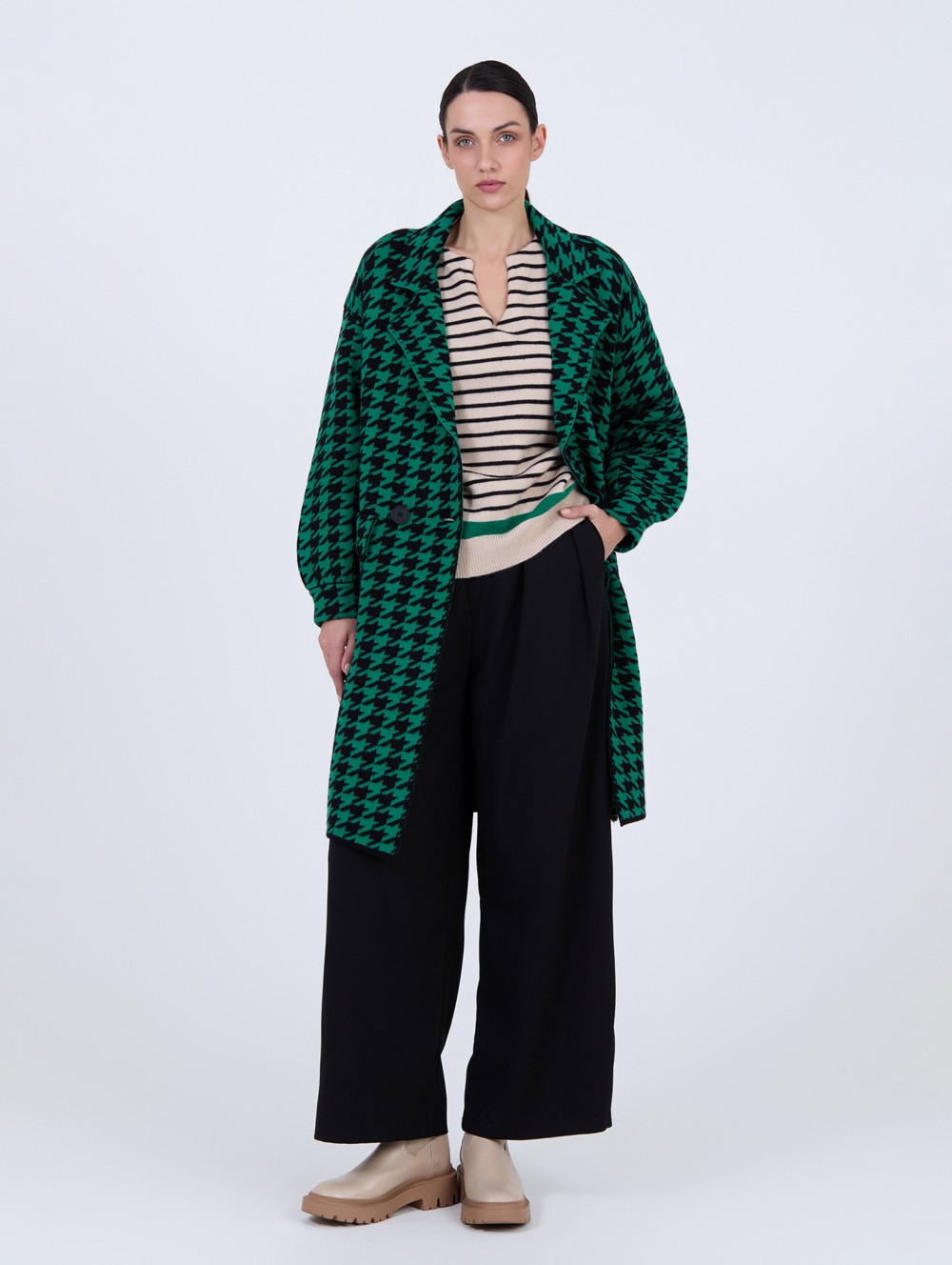 Manteau jacquard pied-de-poule 1