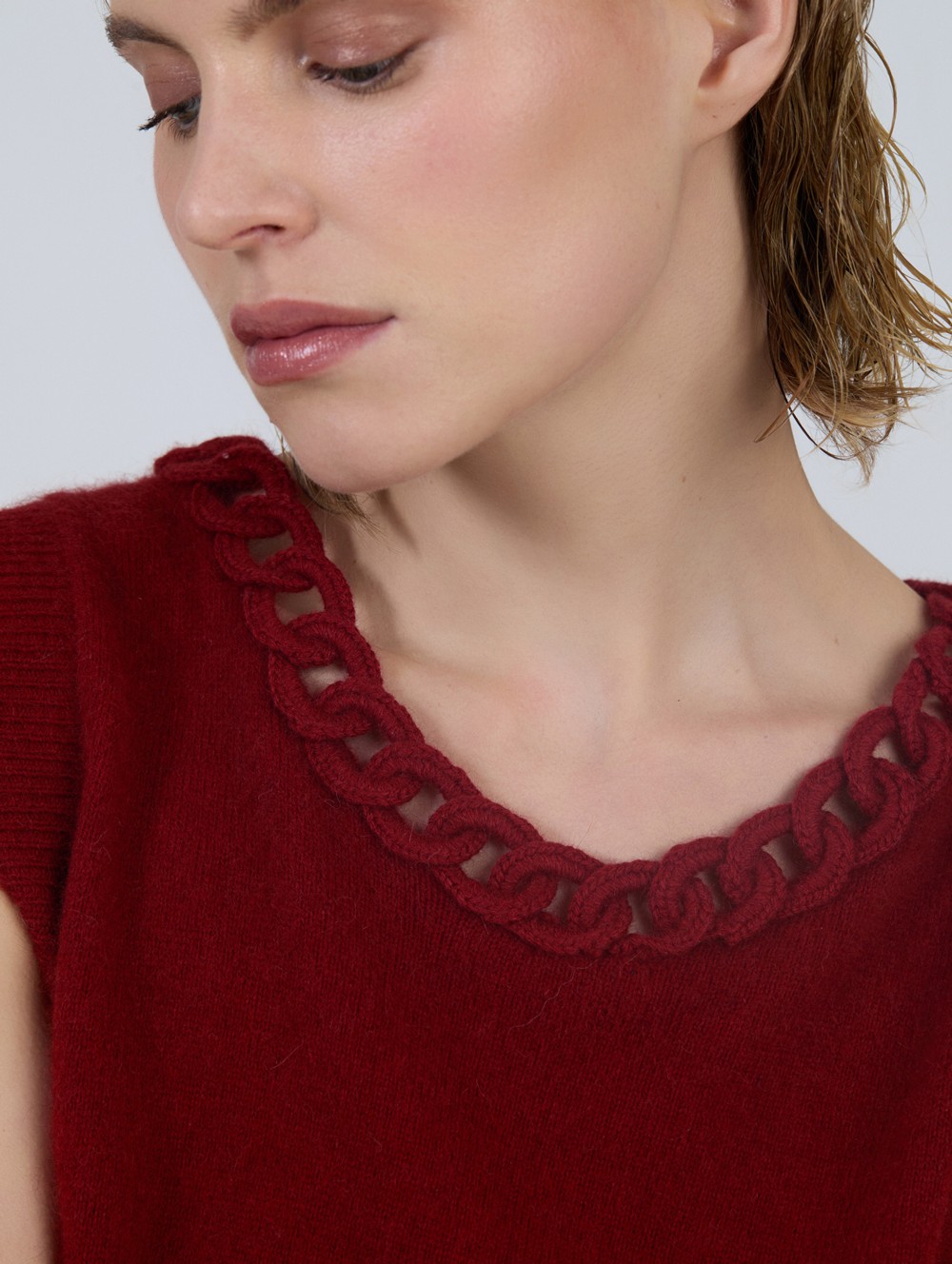 Chain neckline angora top 2