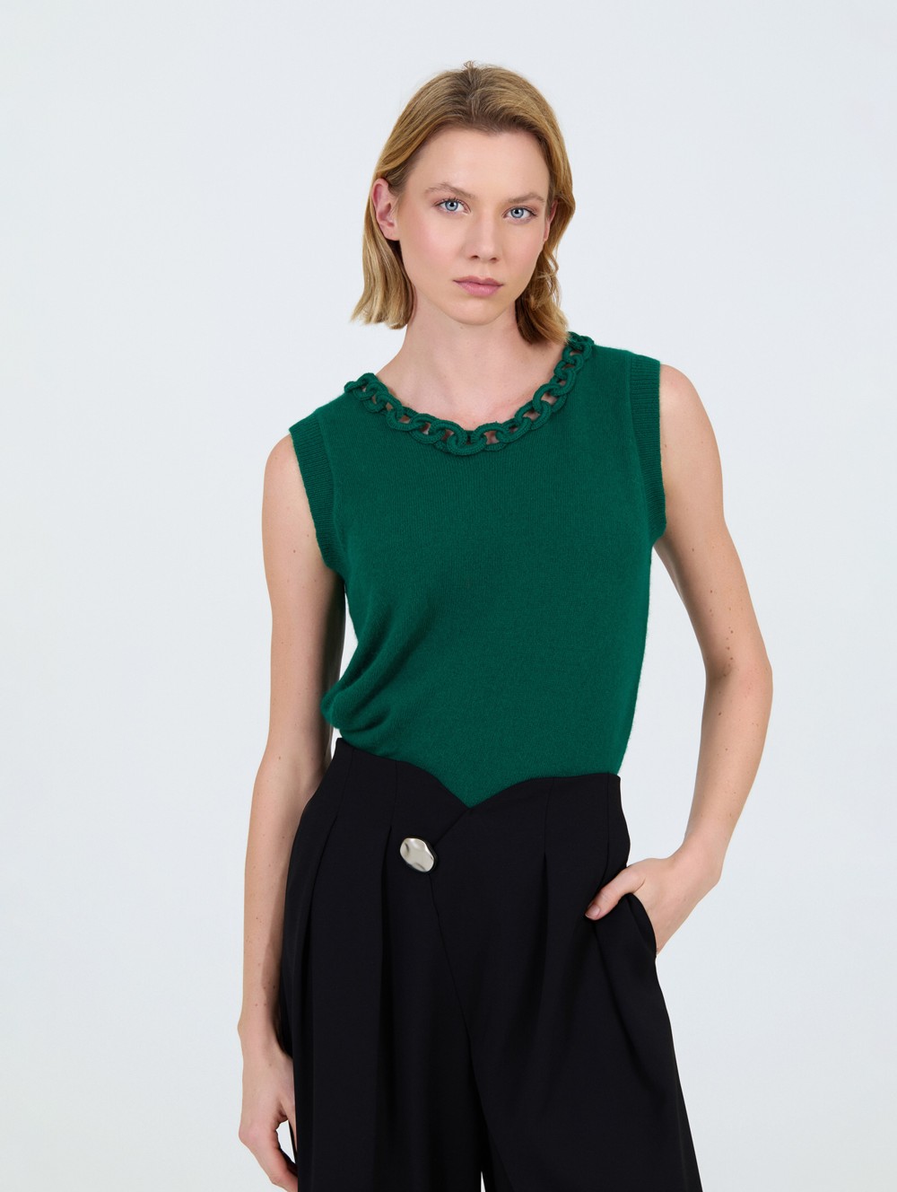 Top à chaînes en angora