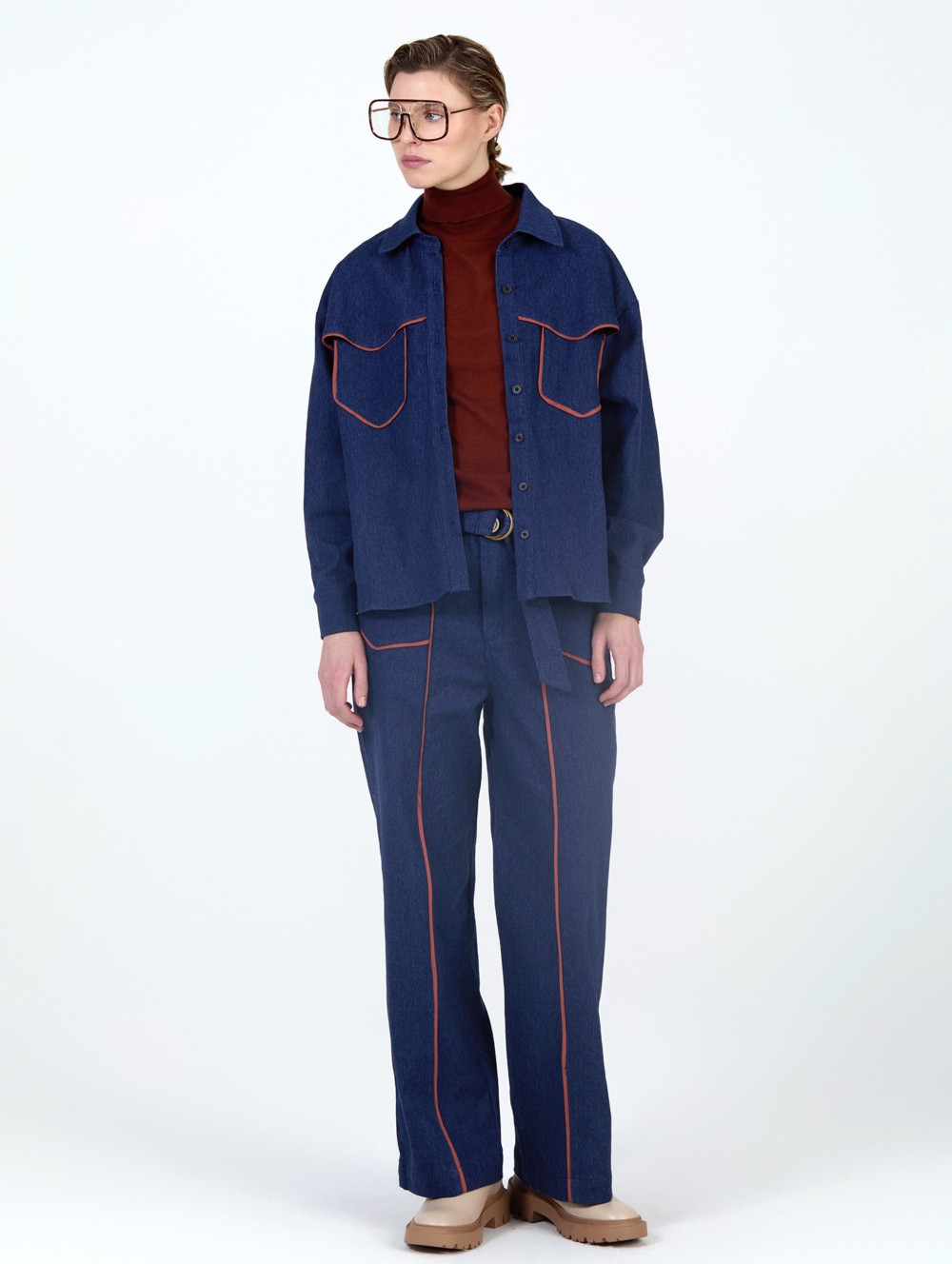 Denim shirt with piping 4