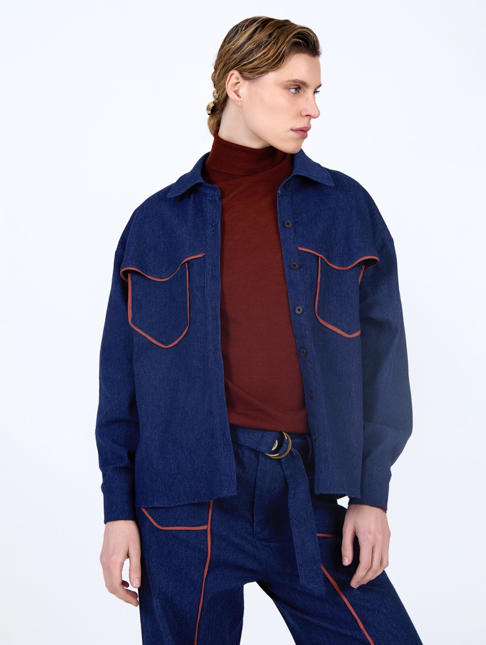 Denim shirt with piping 1