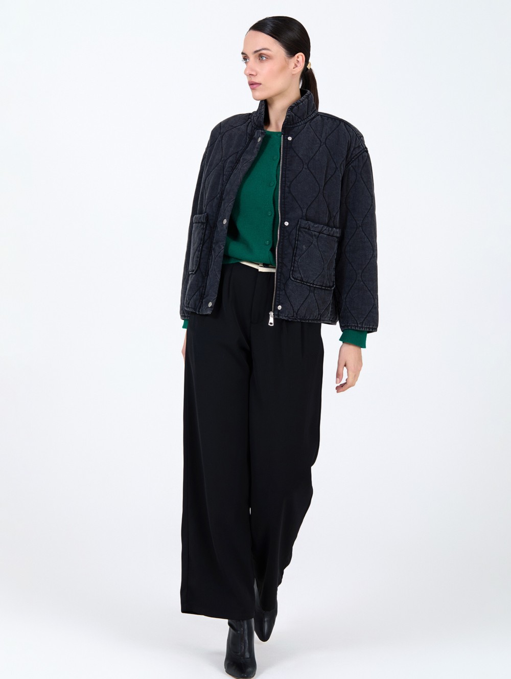 Pantalon à taille contrastée