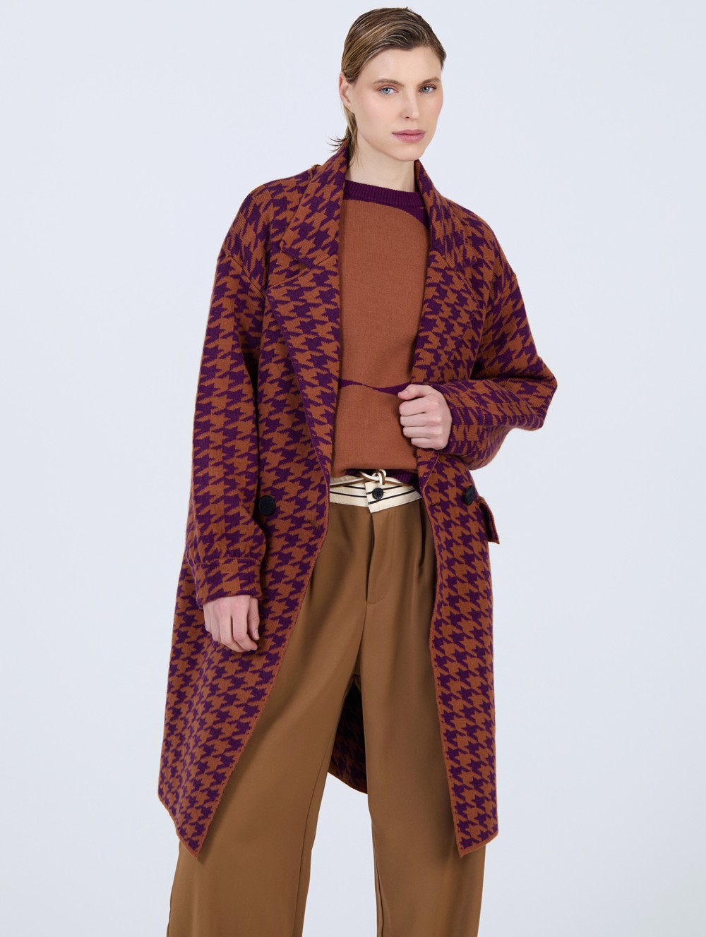 Pantalon à taille contrastée