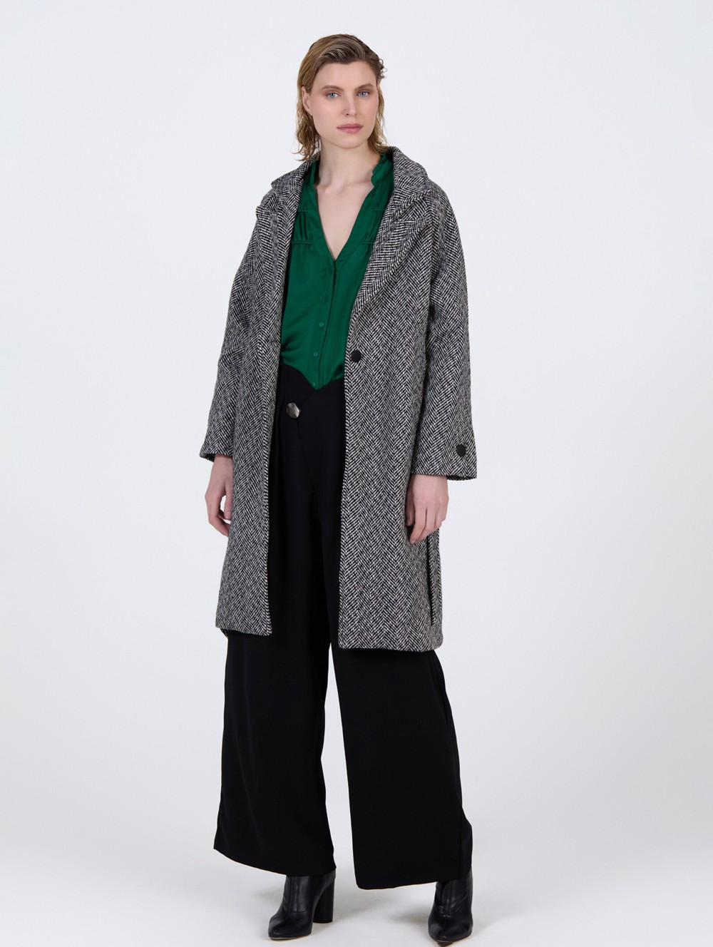 Long herringbone coat