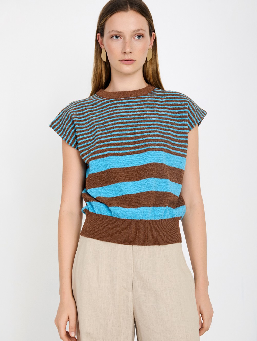 Bouclé Striped Top