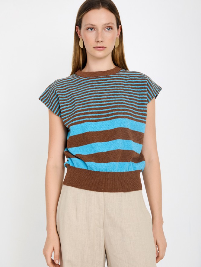 Bouclé Striped Top