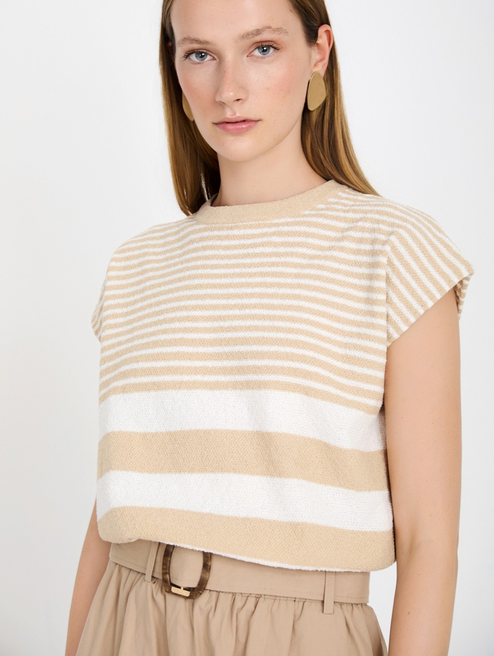 Bouclé Striped Top