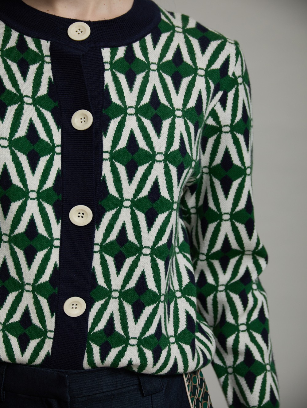 Geometric jacquard cardigan
