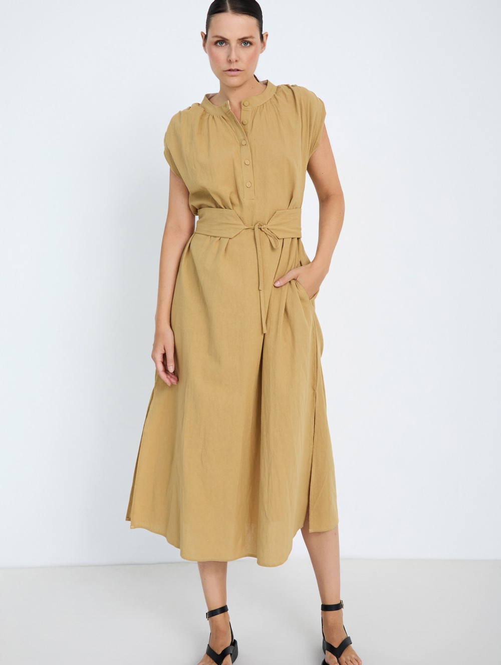 Cotton Shoulder Pad Dress