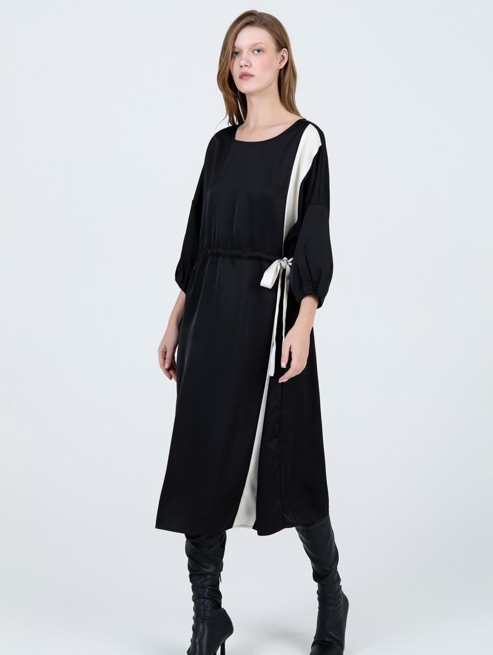 Vestido satén franja 2