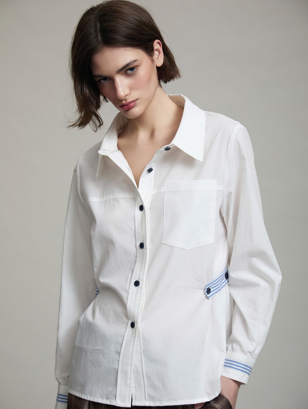 Poplin striped details shirt