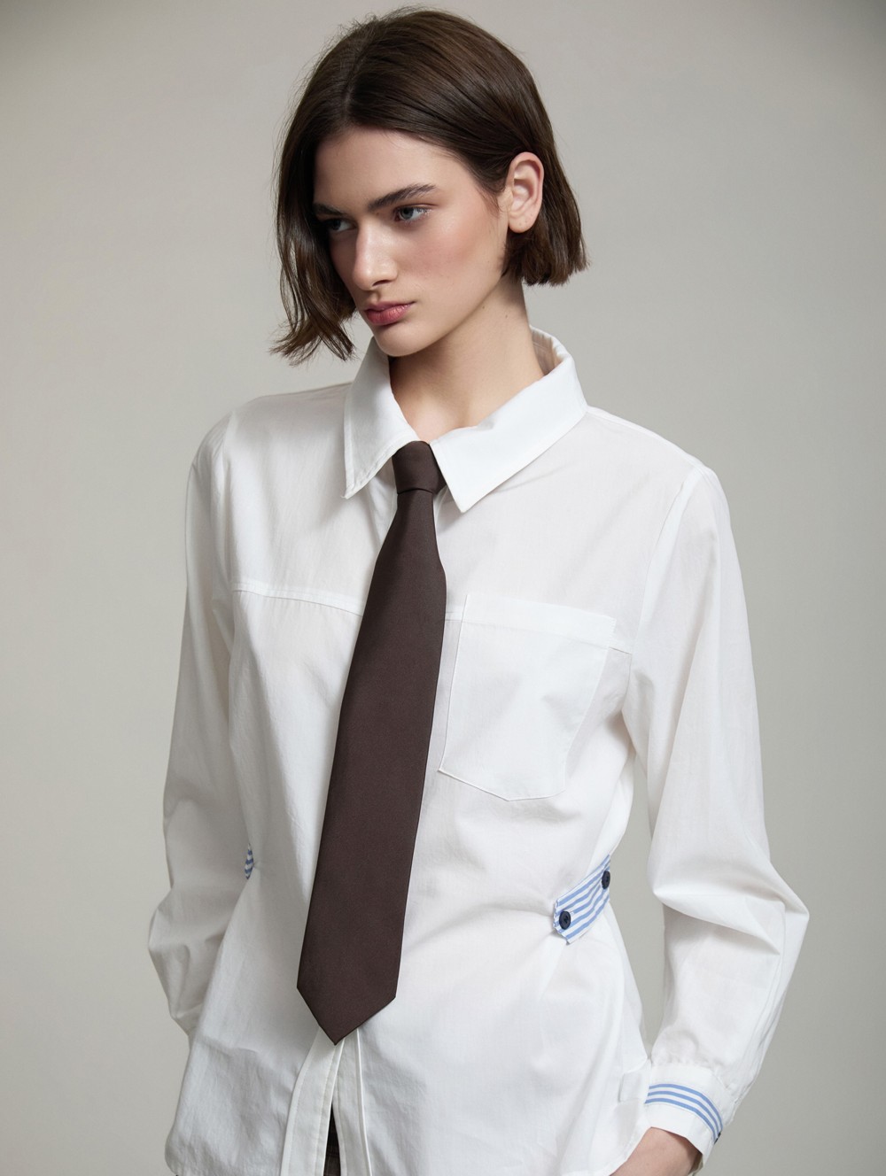 Poplin striped details shirt