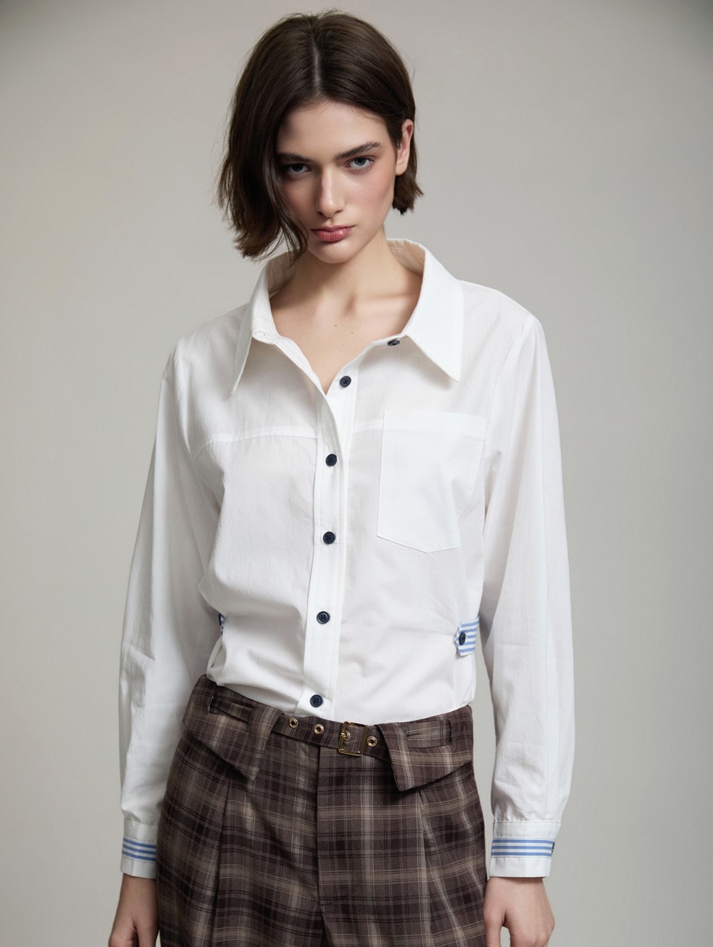 Poplin striped details shirt