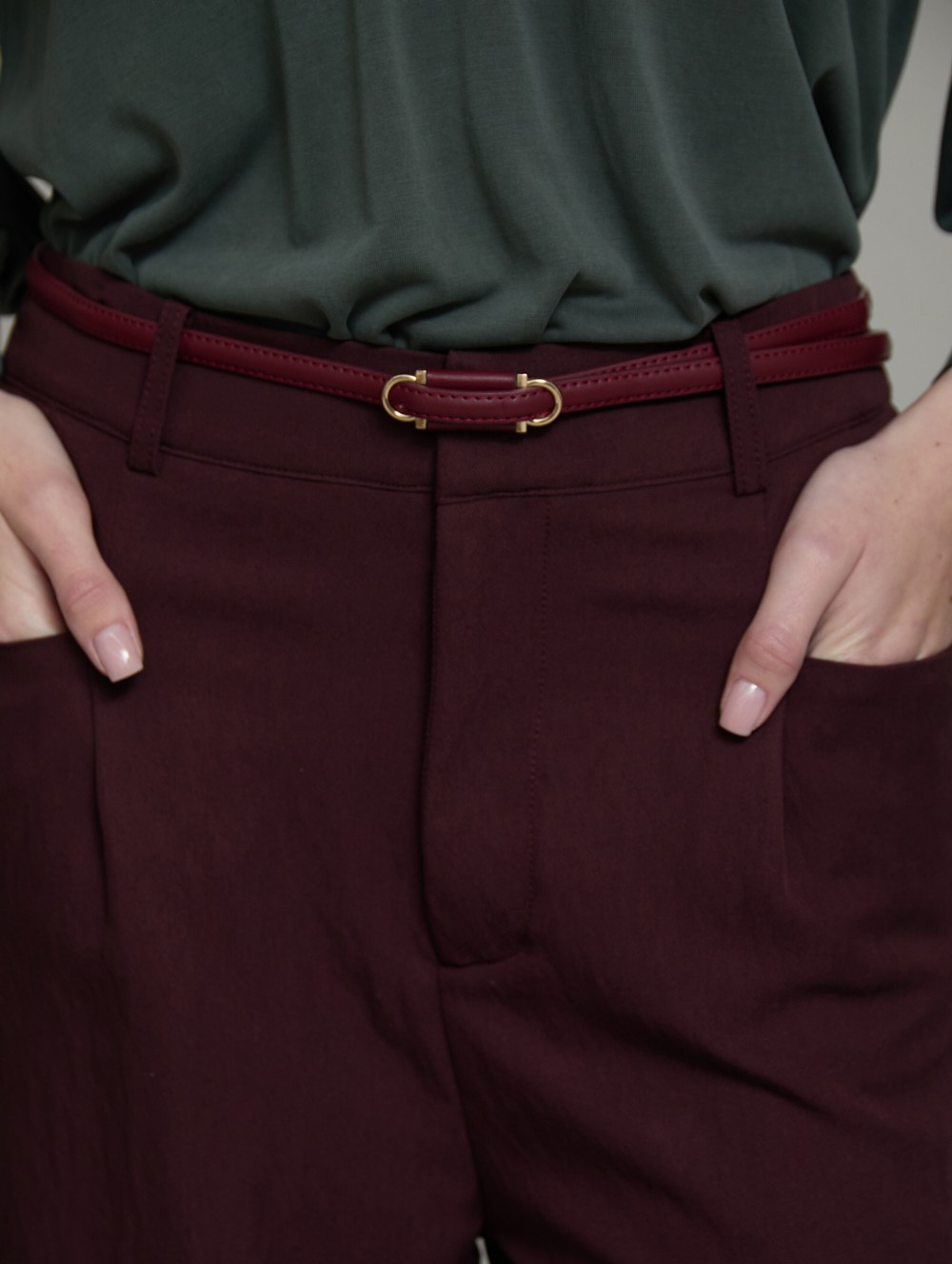 Thin leather belt
