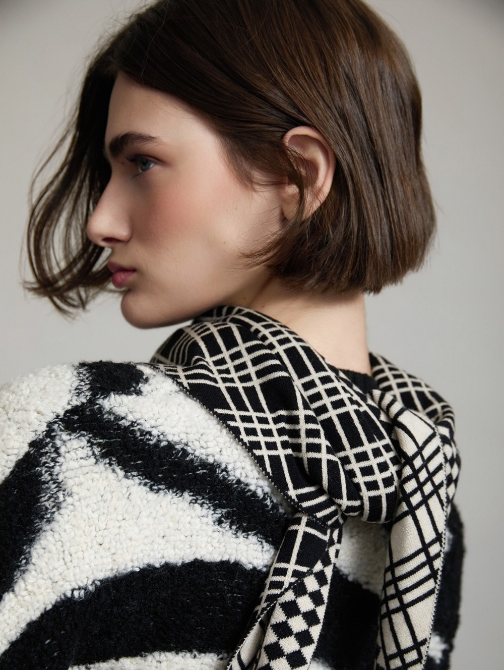 Checked jacquard bandana