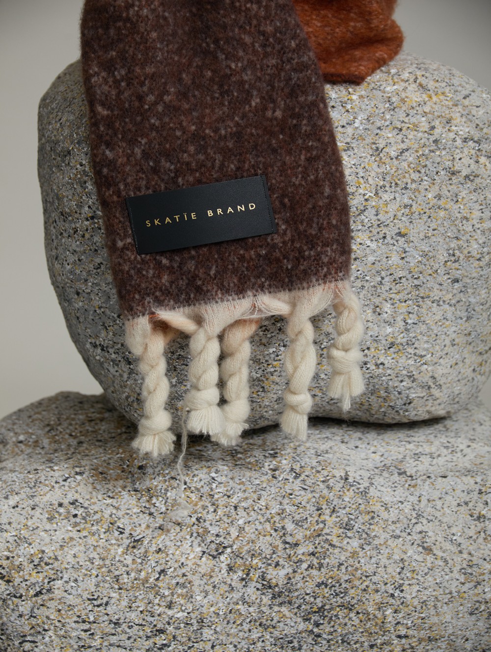 Double-face soft knit scarf