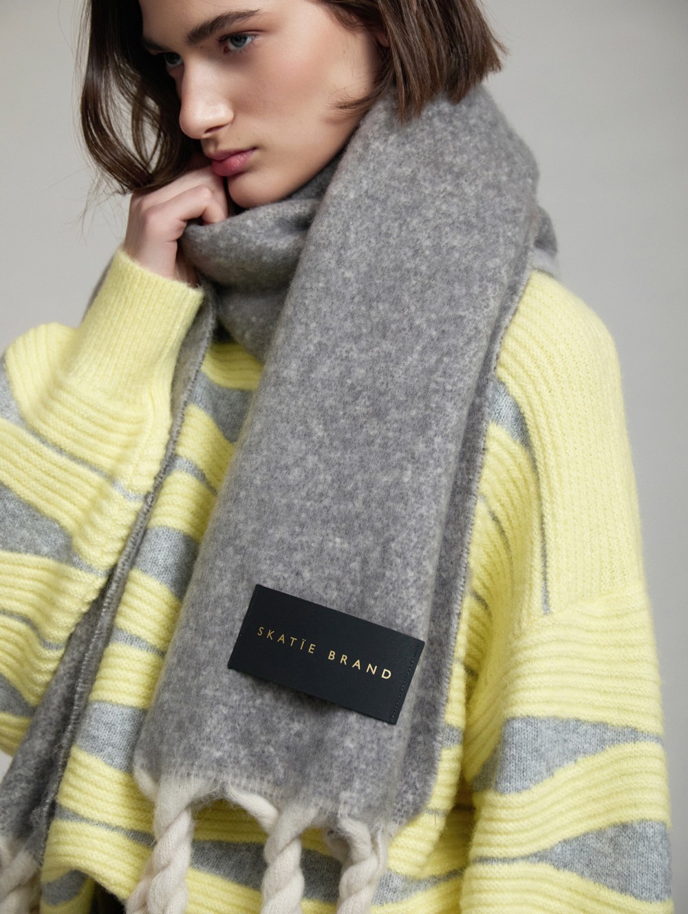 Double-face soft knit scarf