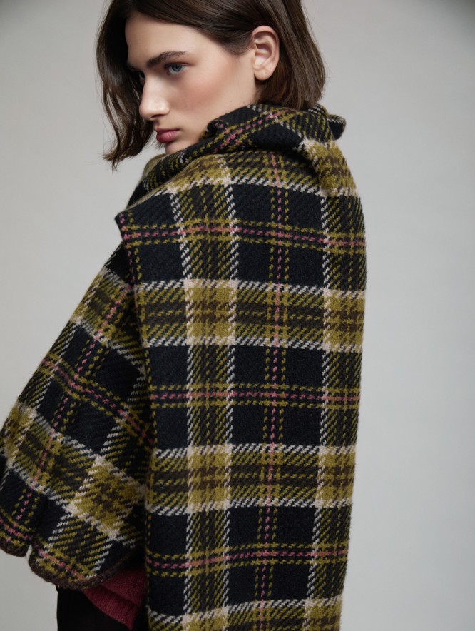 Checked jacquard knit scarf