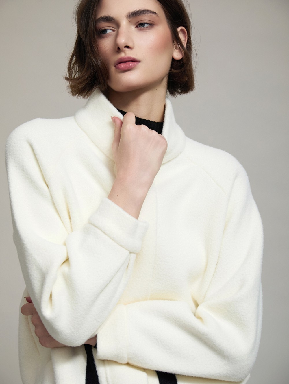 Bicolor knit bomber jacket