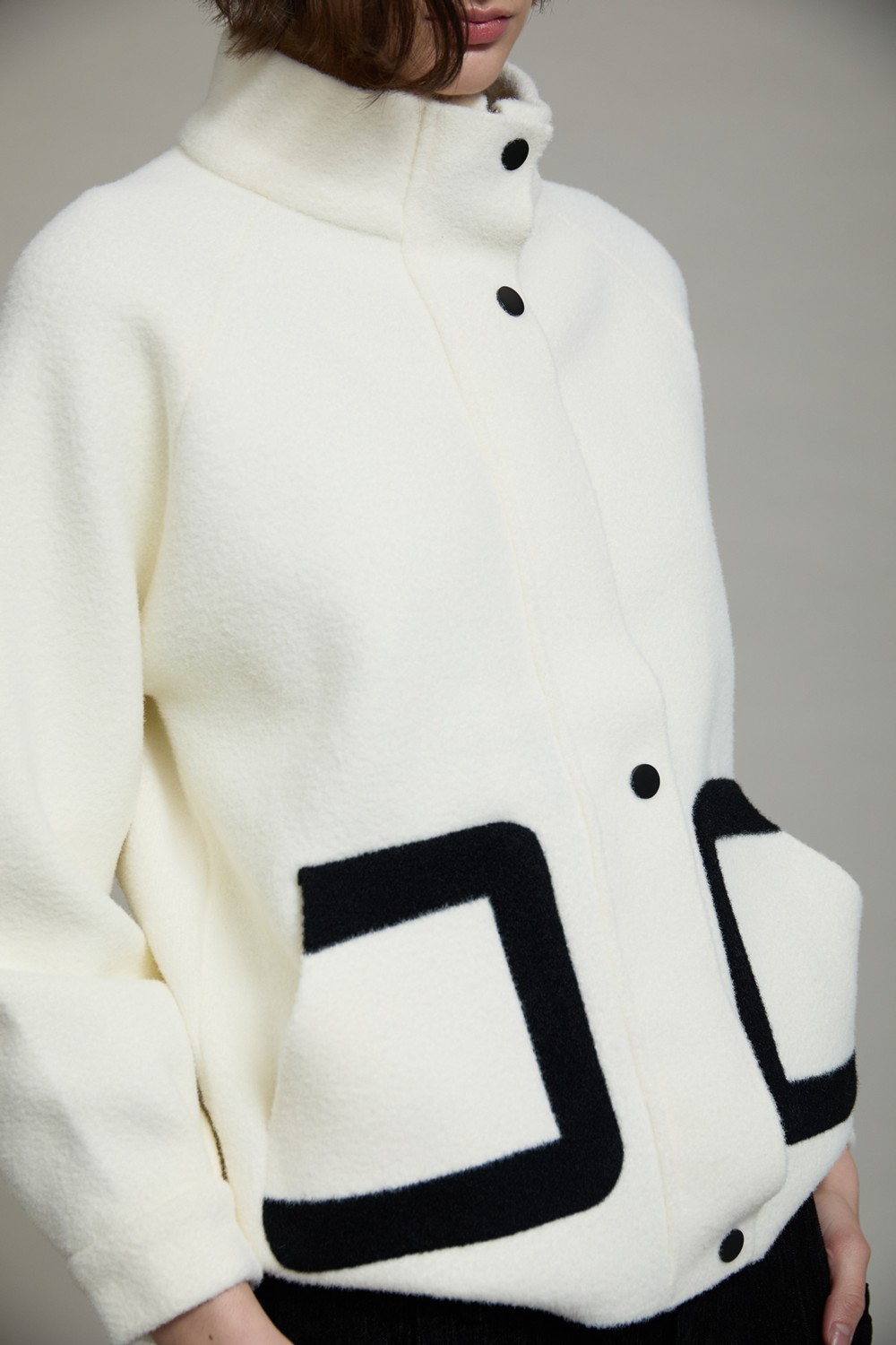 Bicolor knit bomber jacket