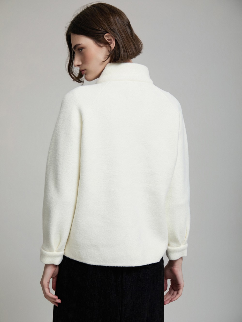 Bicolor knit bomber jacket